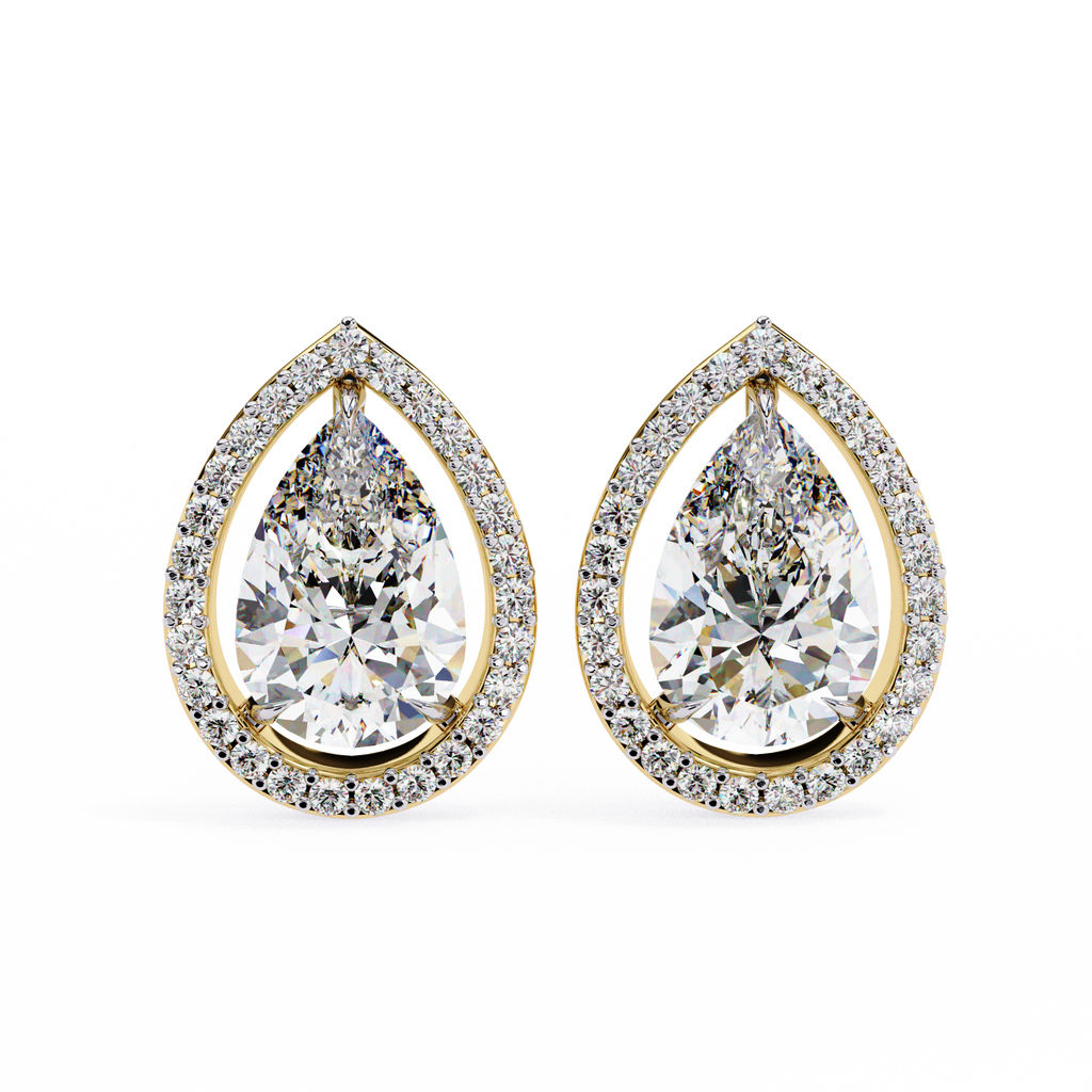 3.27ct Lab Grown Pear Diamond Stud Earrings