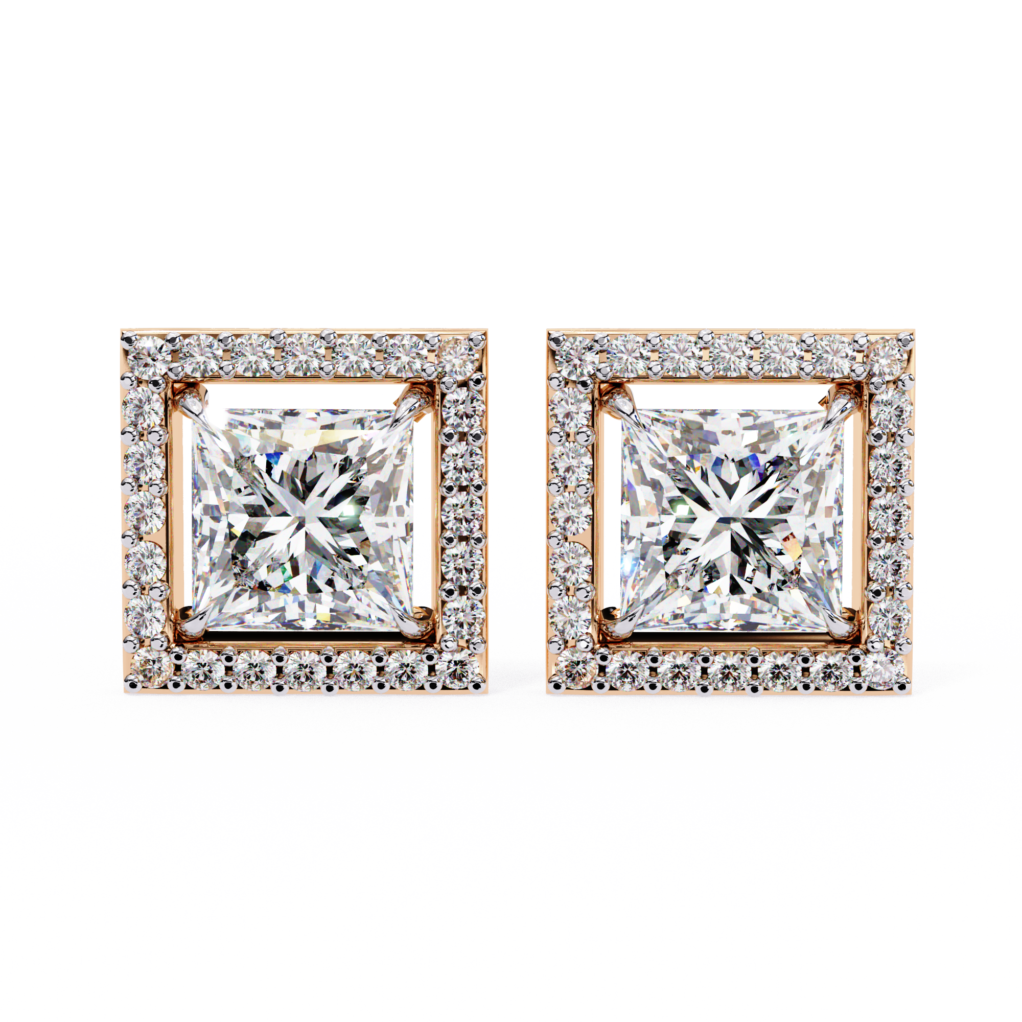2.24ct Lab Grown Princess Diamond Stud Earrings