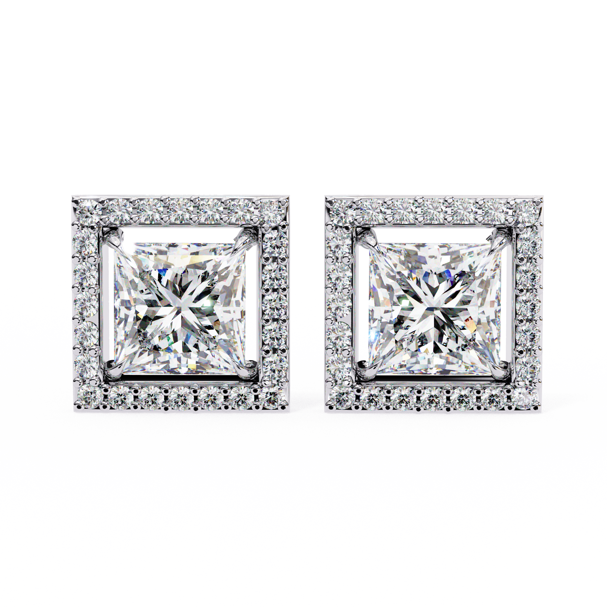 2.24ct Lab Grown Princess Diamond Stud Earrings