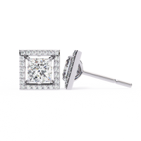2.24ct Lab Grown Princess Diamond Stud Earrings