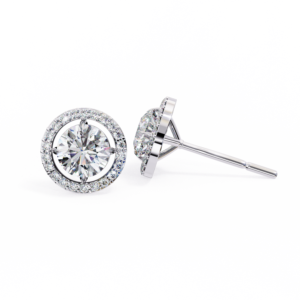IGI 1.76ct Lab Grown Diamond Halo Stud Earrings