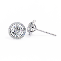 IGI 1.76ct Lab Grown Diamond Halo Stud Earrings