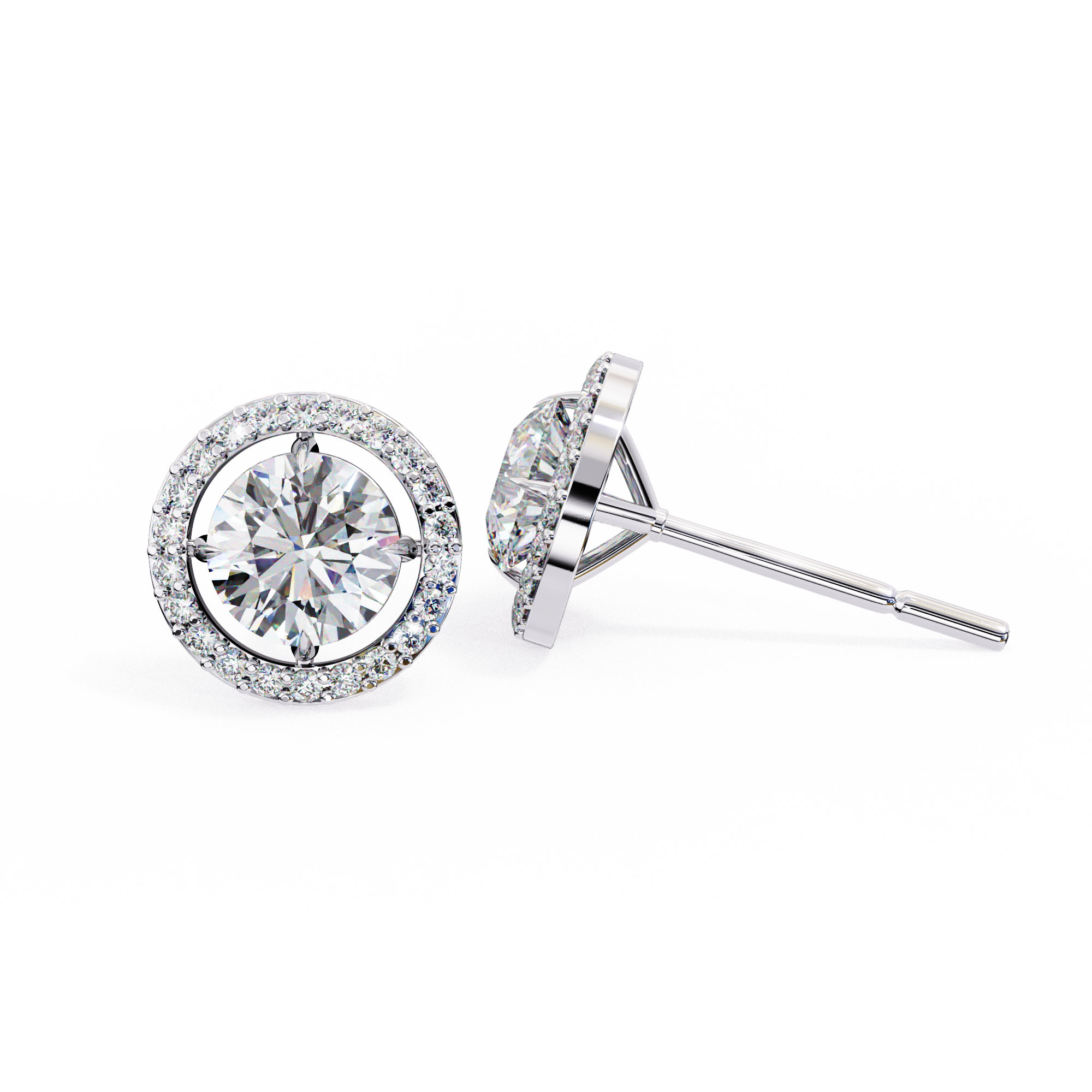 IGI 1.76ct Lab Grown Diamond Halo Stud Earrings