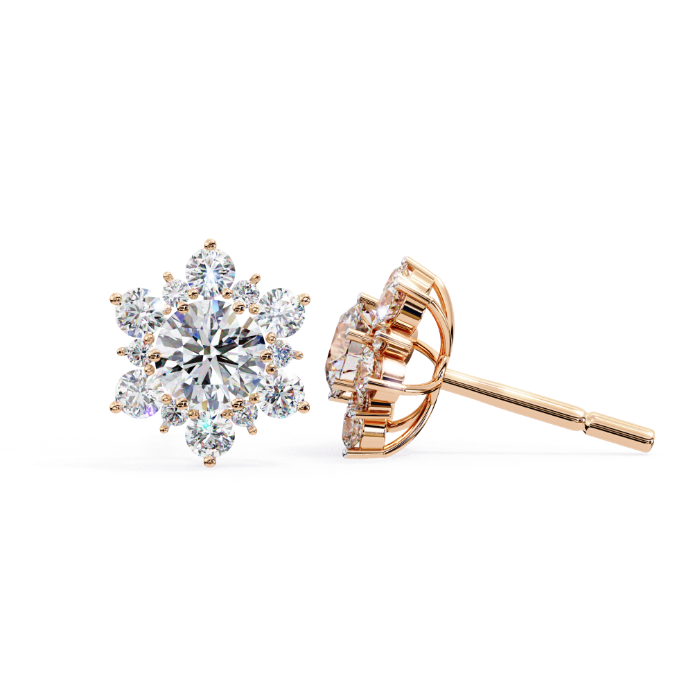 Pendientes con diseño de copos de nieve y diamantes cultivados en laboratorio de 0,75 quilates