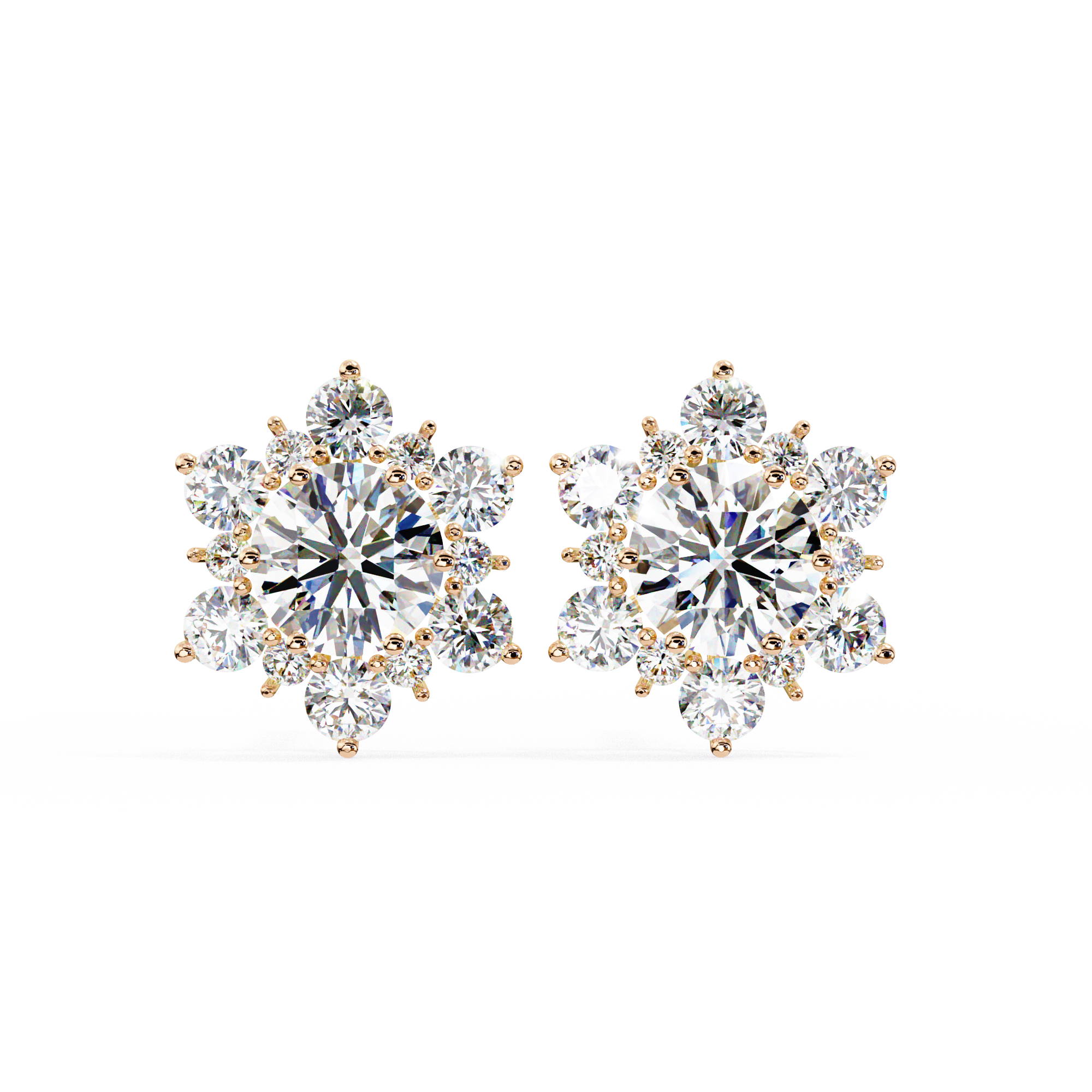 0.75CT Lab Grown Diamond Snow Flake Design Earrings