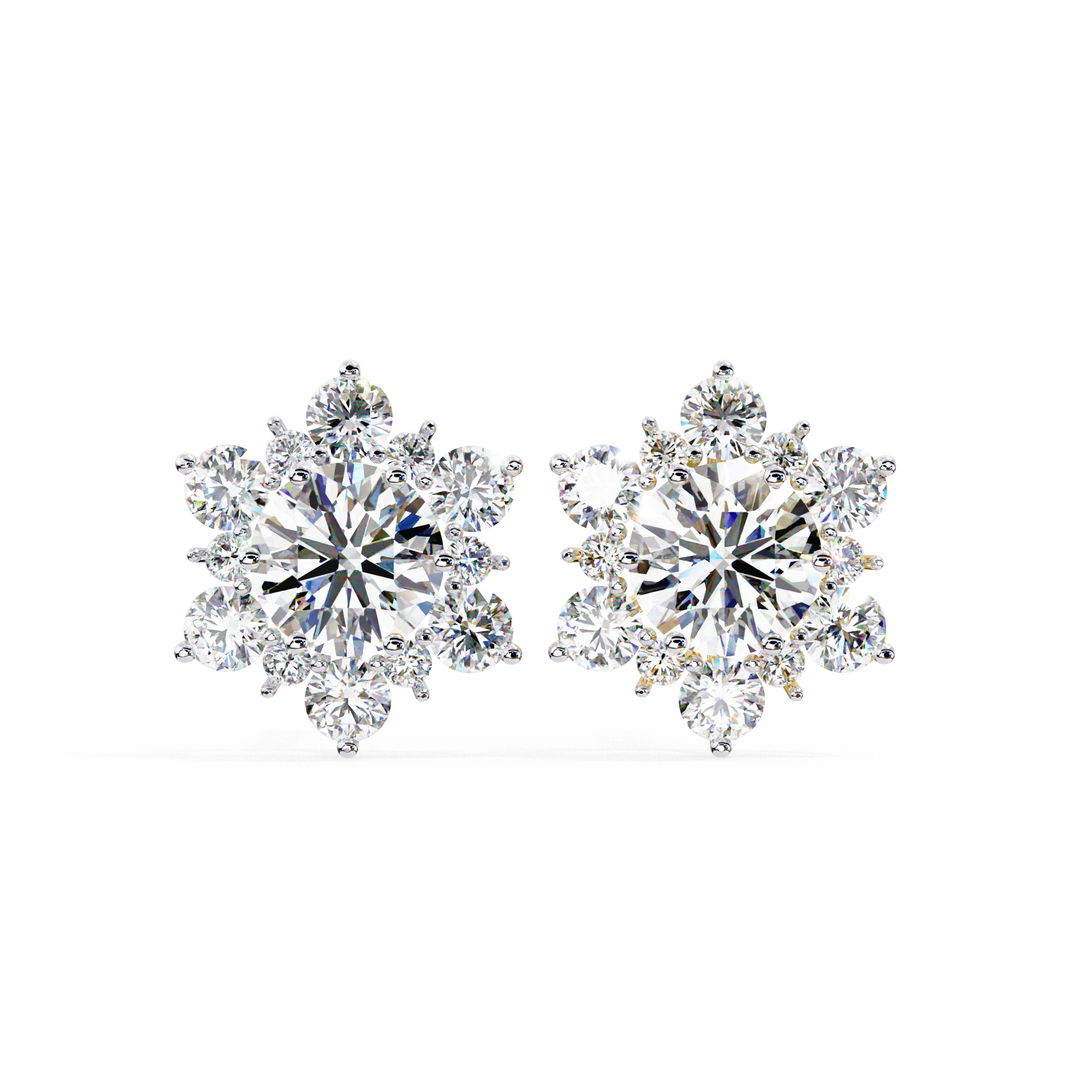 0.75CT Lab Grown Diamond Snow Flake Design Earrings
