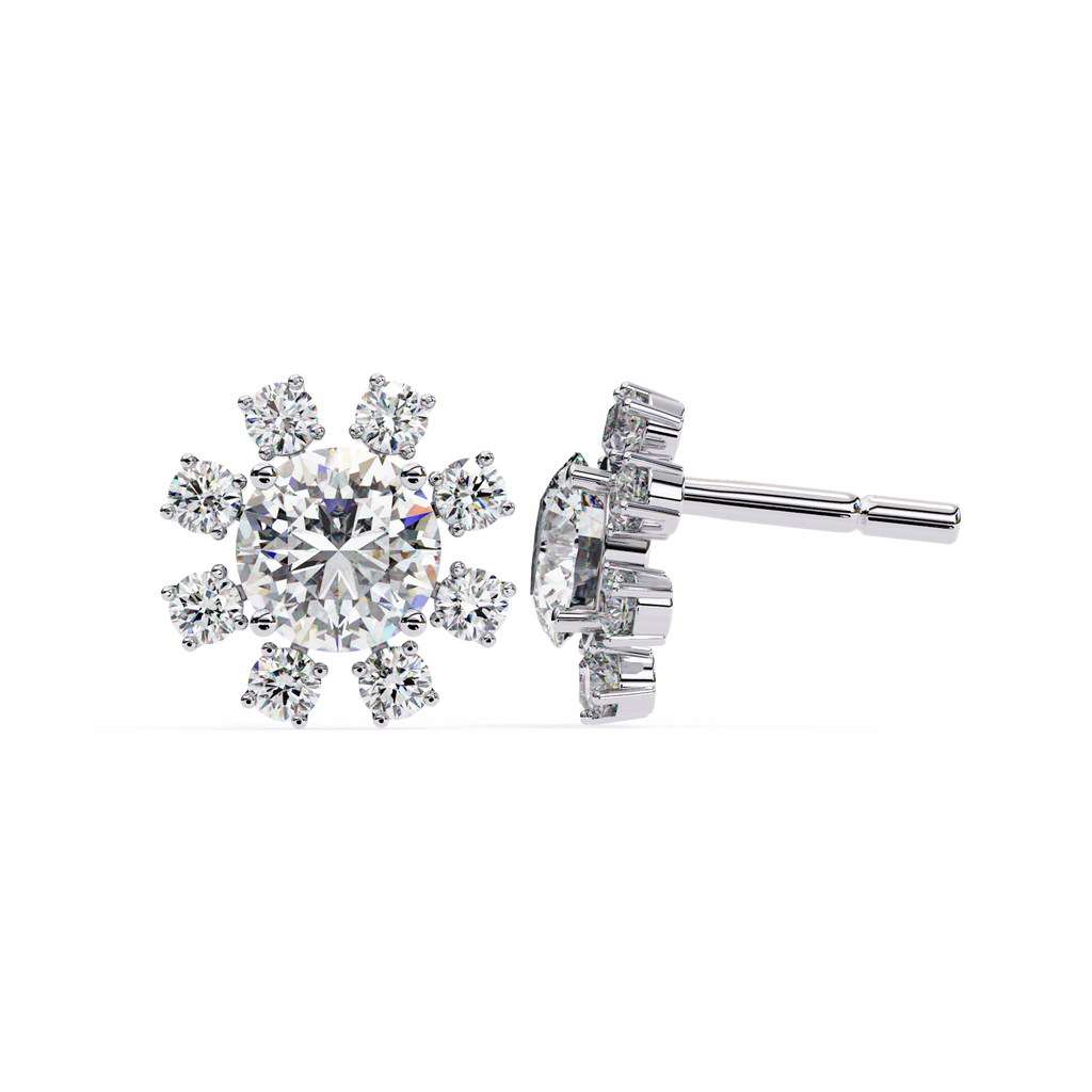 IGI 1.50ct Lab Grown Diamond Flower Stud Earrings