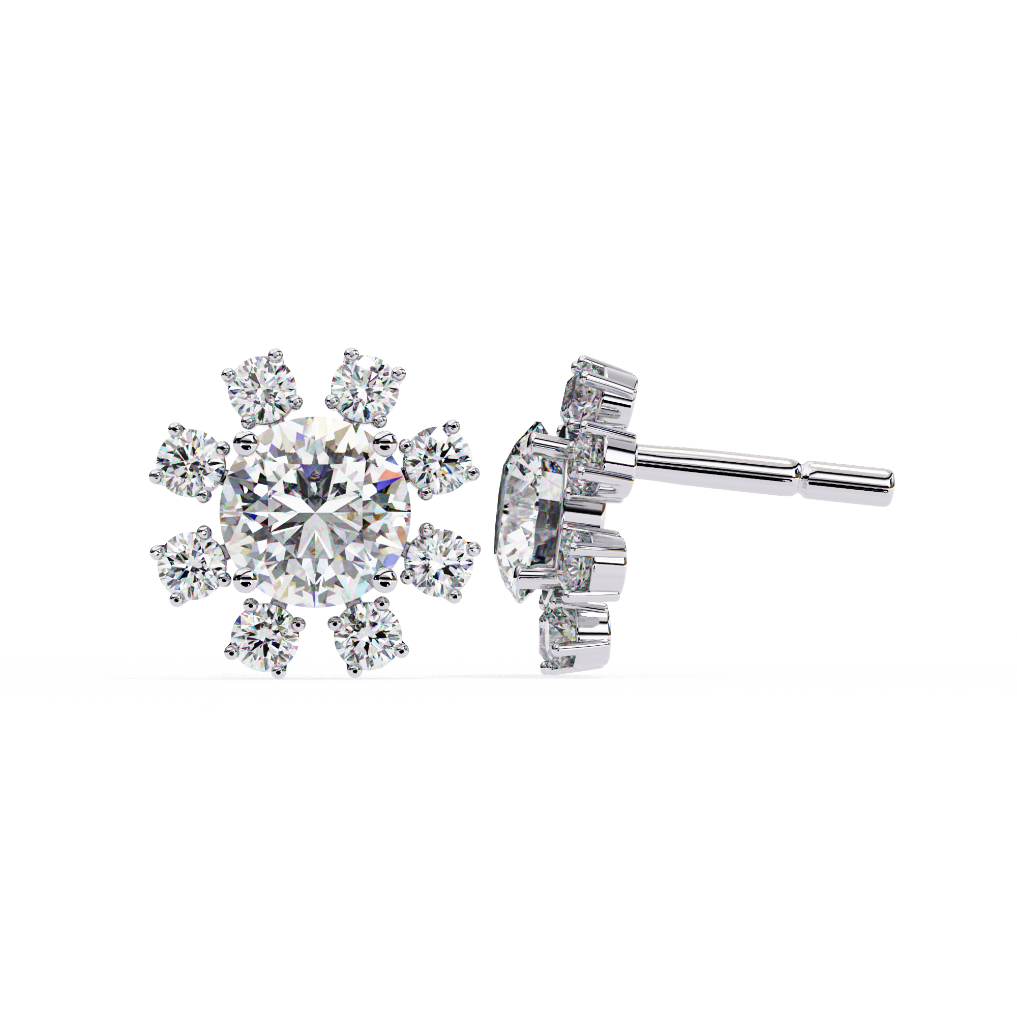 IGI 1.50ct Lab Grown Diamond Flower Stud Earrings