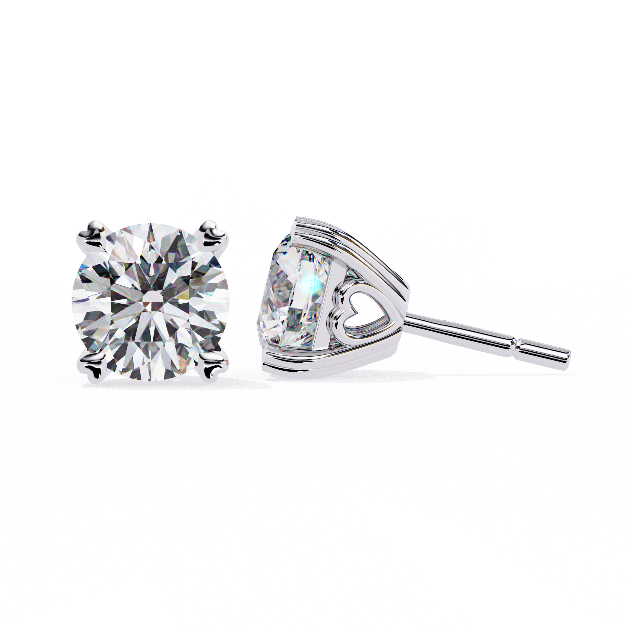 IGI 2.50ct Lab Grown Diamond Heart Prong Studs