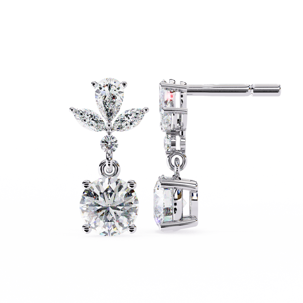 1.34ct Lab Grown Diamond Floral Fantasy Earrings