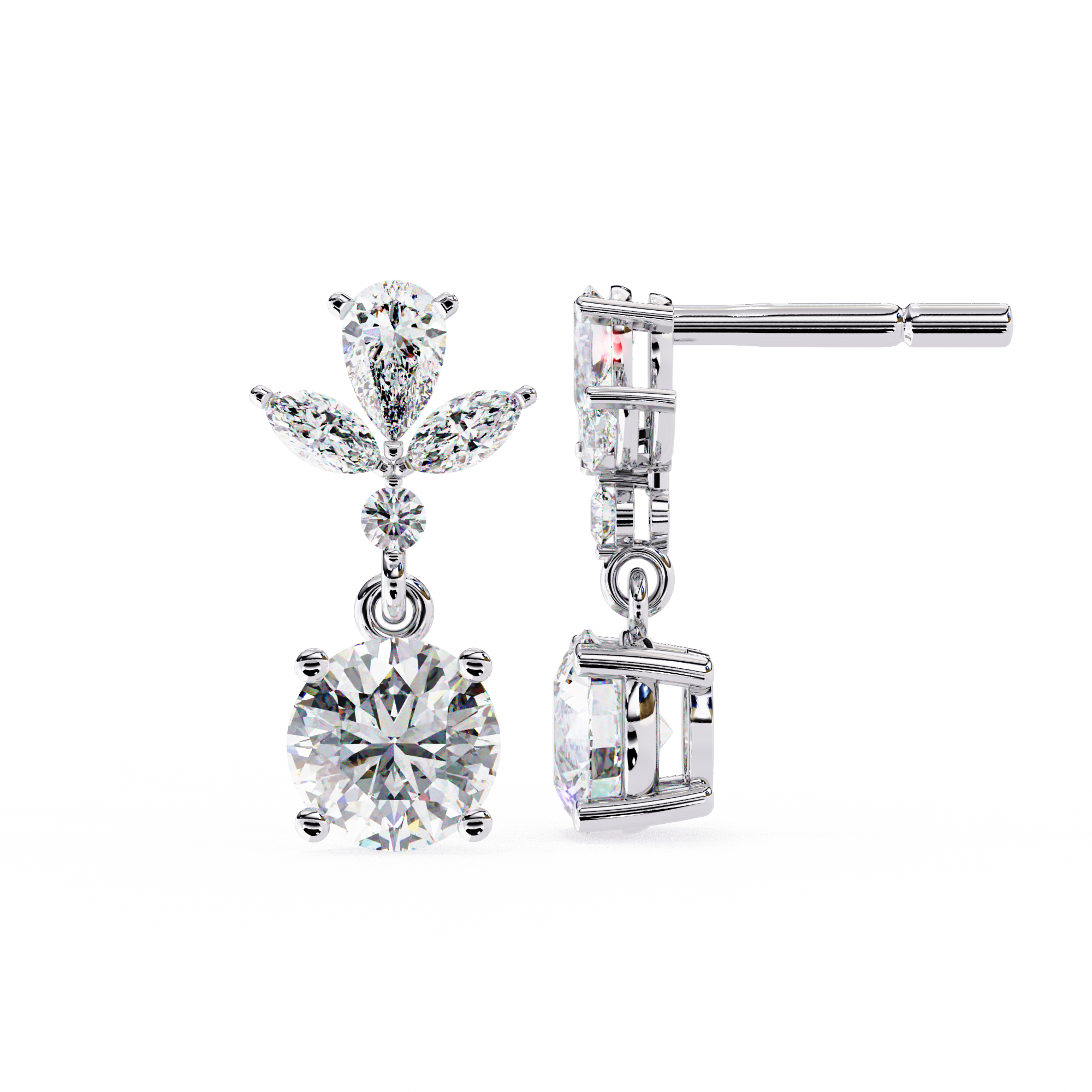 1.34ct Lab Grown Diamond Floral Fantasy Earrings