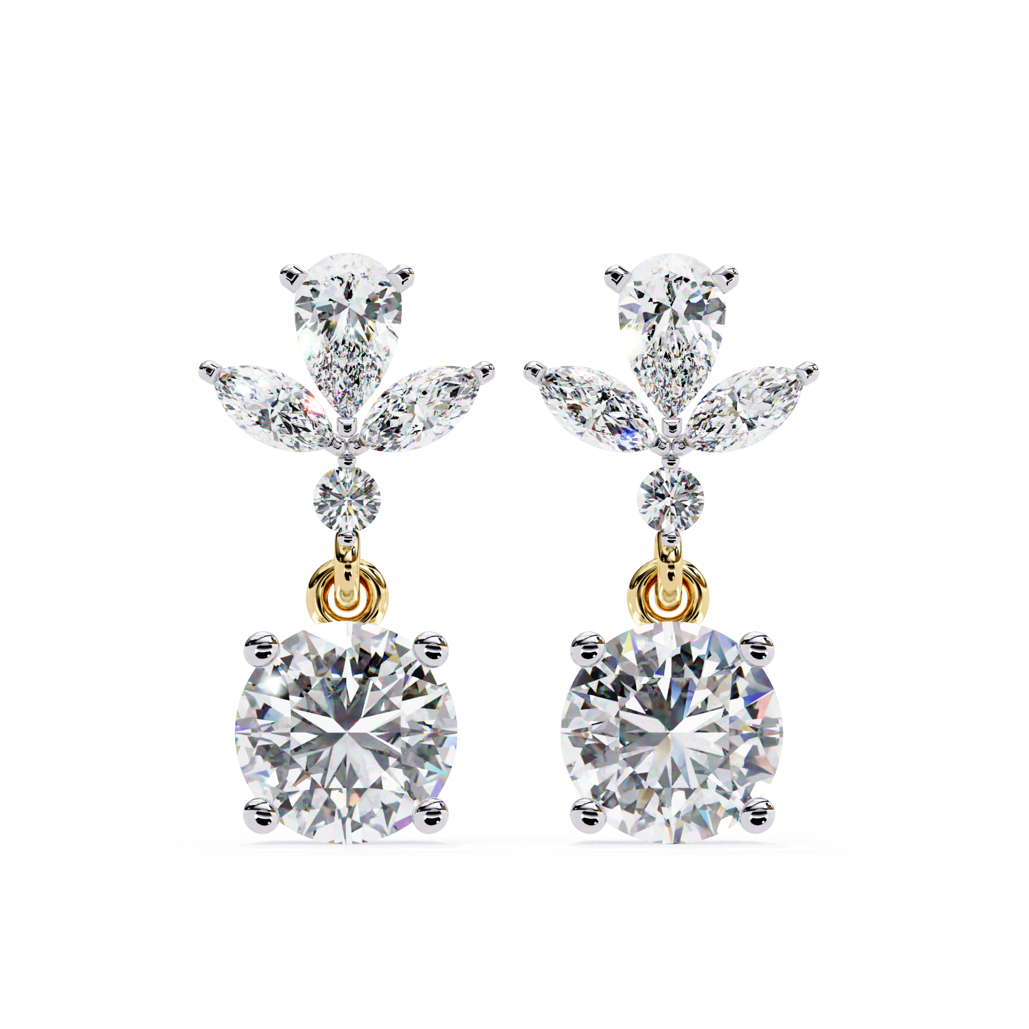1.34ct Lab Grown Diamond Floral Fantasy Earrings