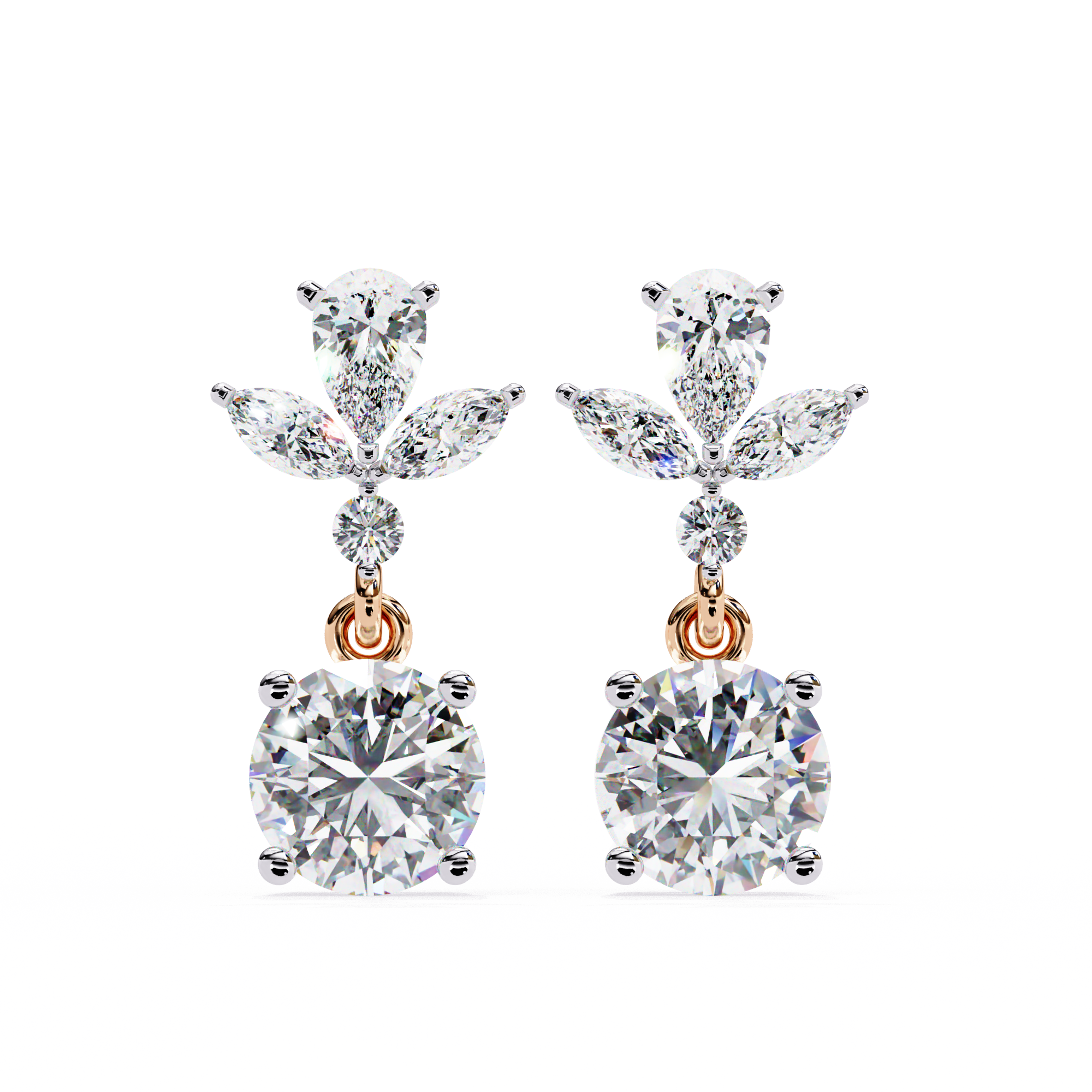 1.34ct Lab Grown Diamond Floral Fantasy Earrings