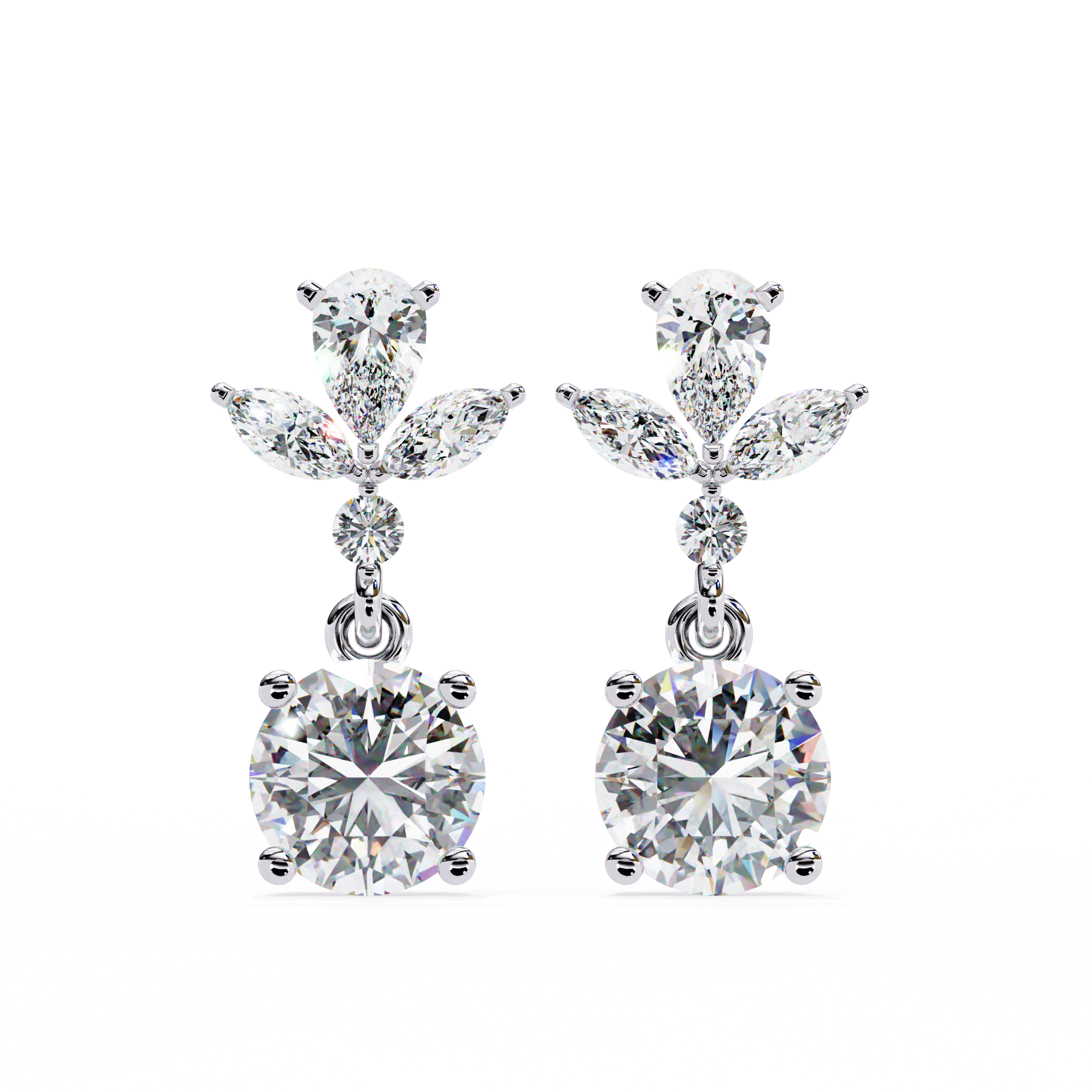 1.34ct Lab Grown Diamond Floral Fantasy Earrings