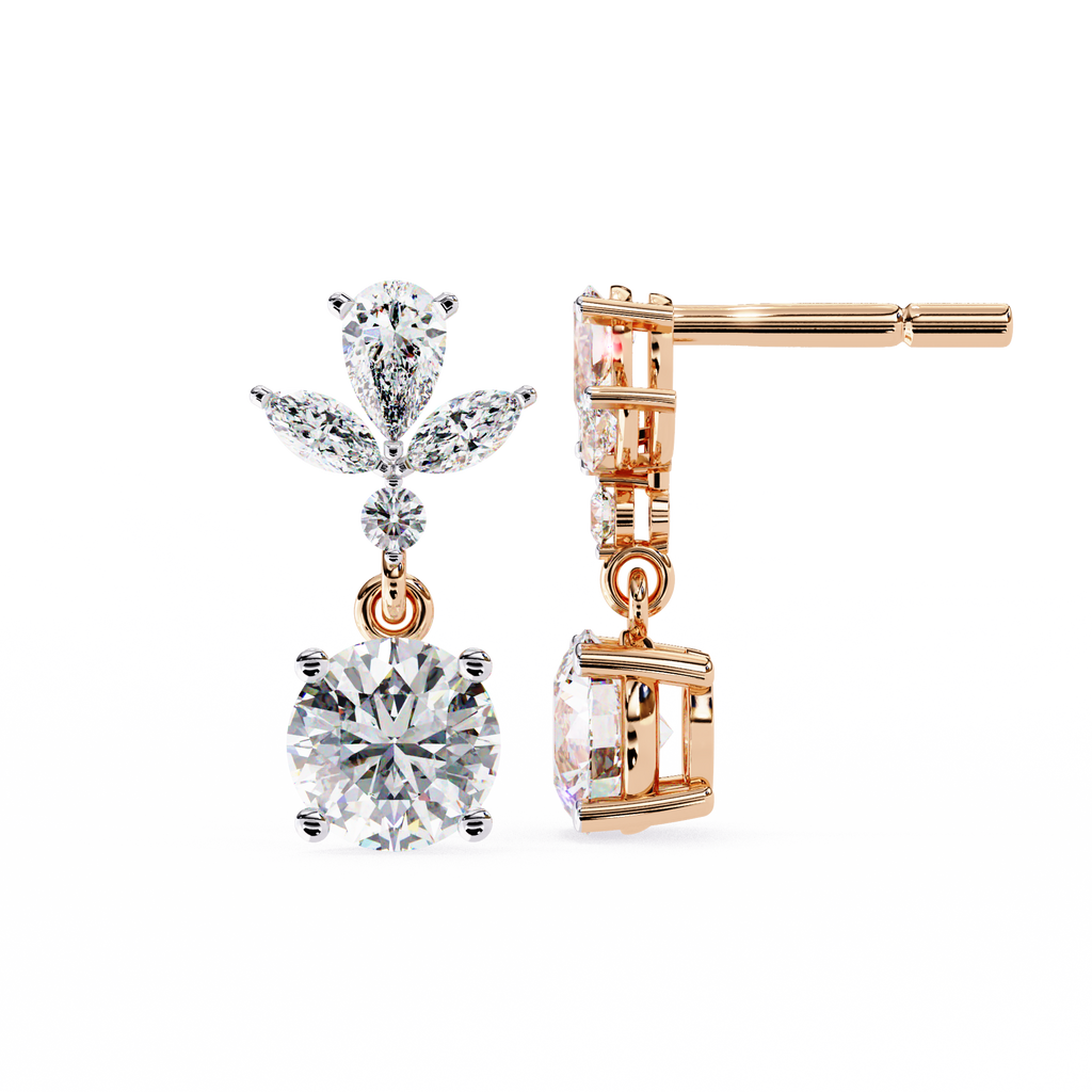1.34ct Lab Grown Diamond Floral Fantasy Earrings