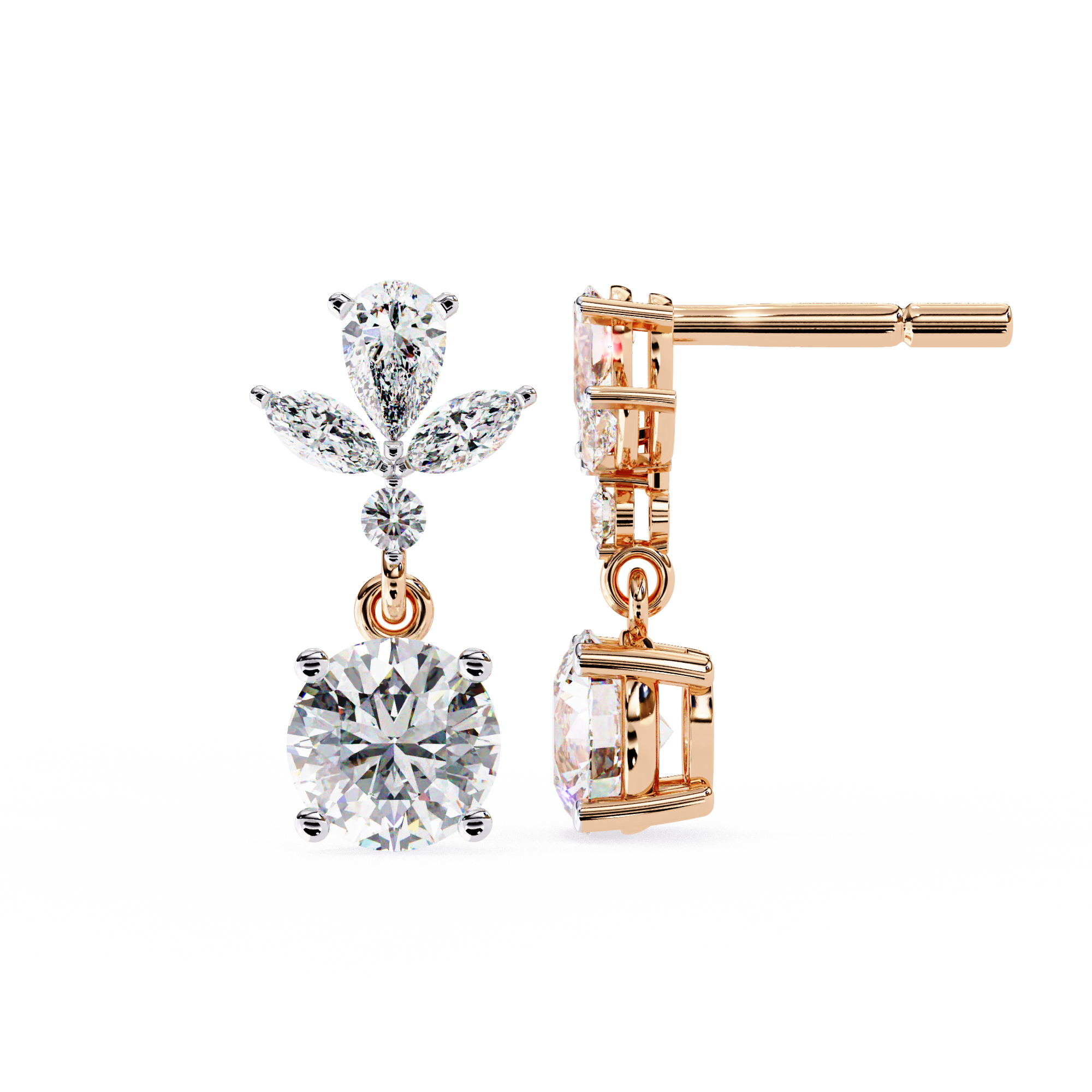 1.34ct Lab Grown Diamond Floral Fantasy Earrings
