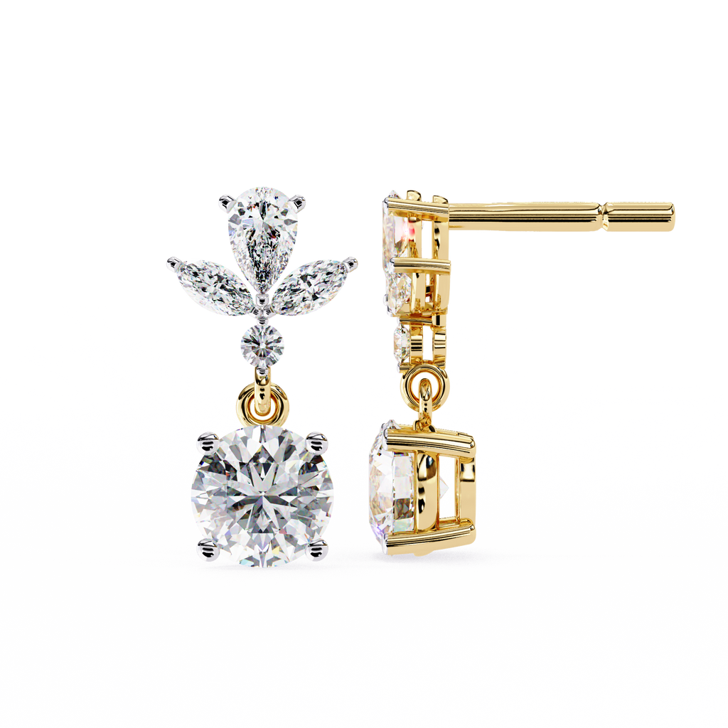 1.34ct Lab Grown Diamond Floral Fantasy Earrings