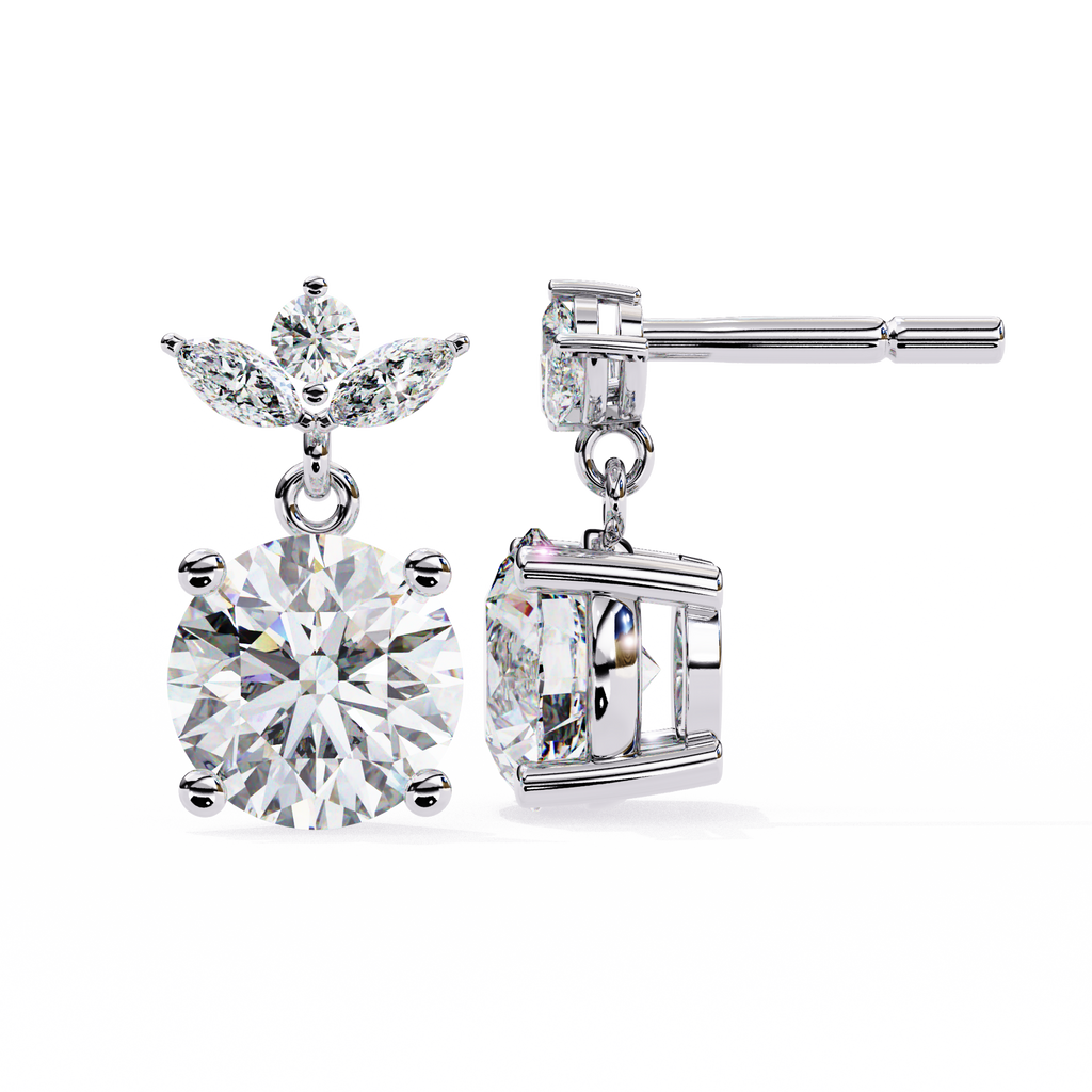 2.02ct Lab Grown Diamond Floral Drop Earrings