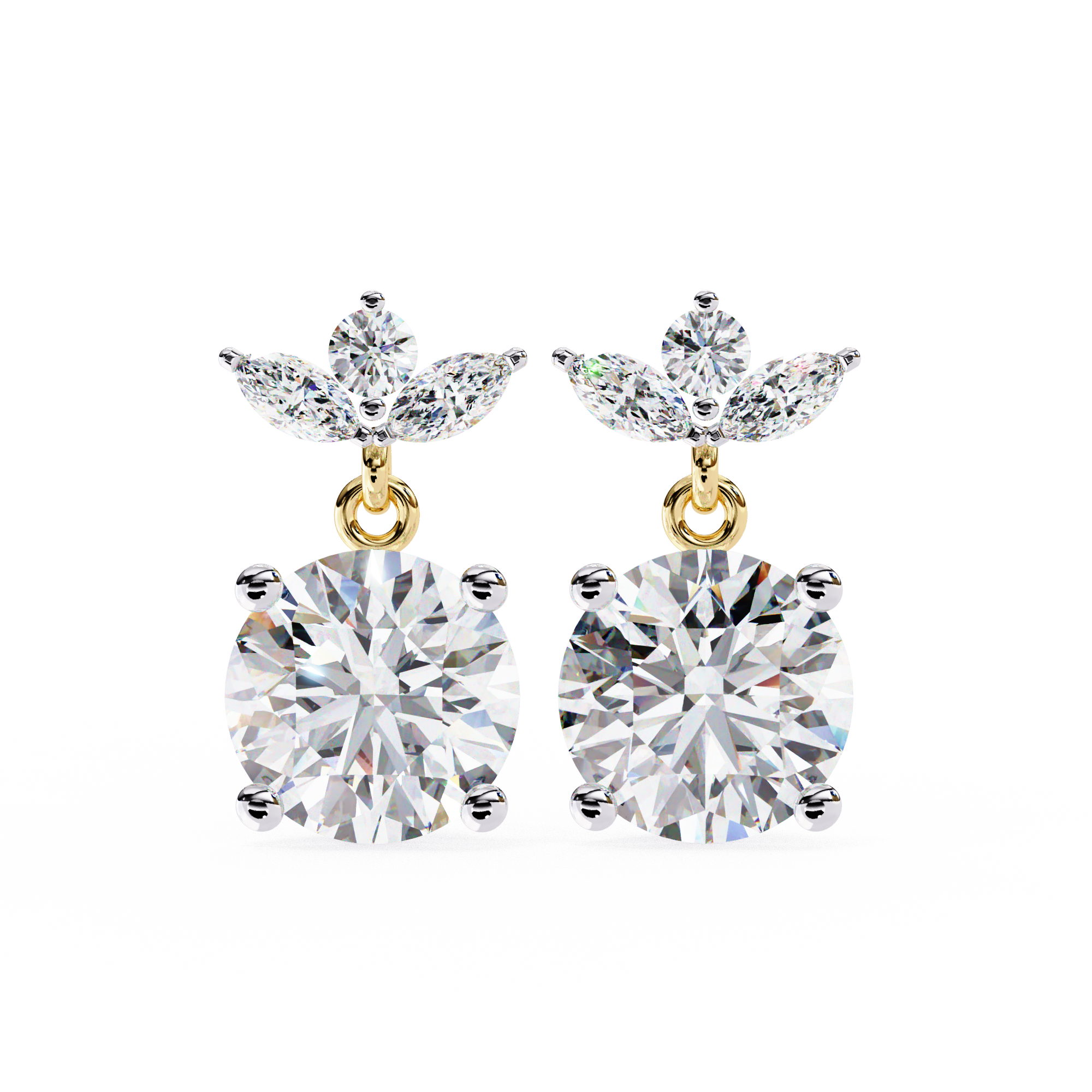 2.02ct Lab Grown Diamond Floral Drop Earrings