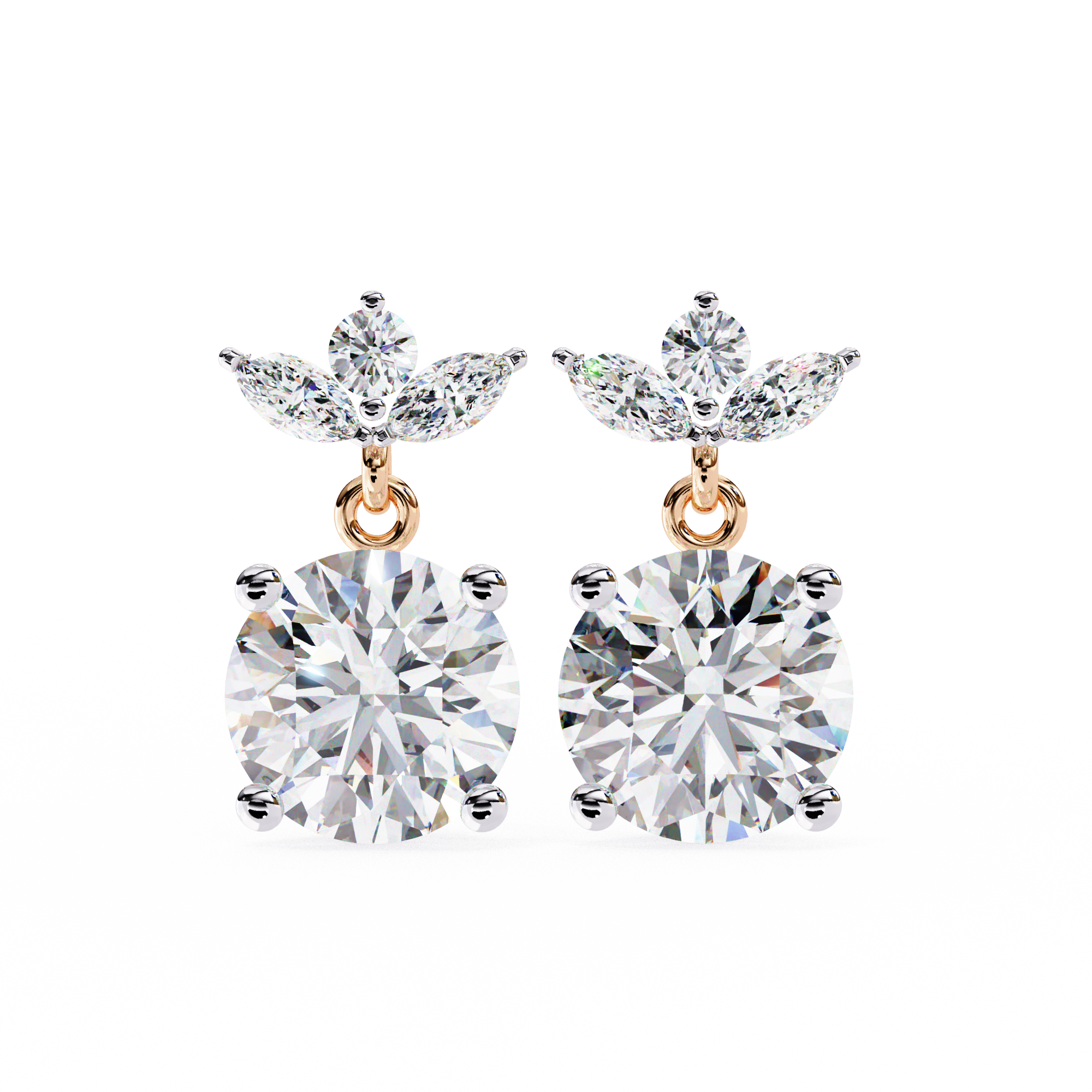 2.02ct Lab Grown Diamond Floral Drop Earrings