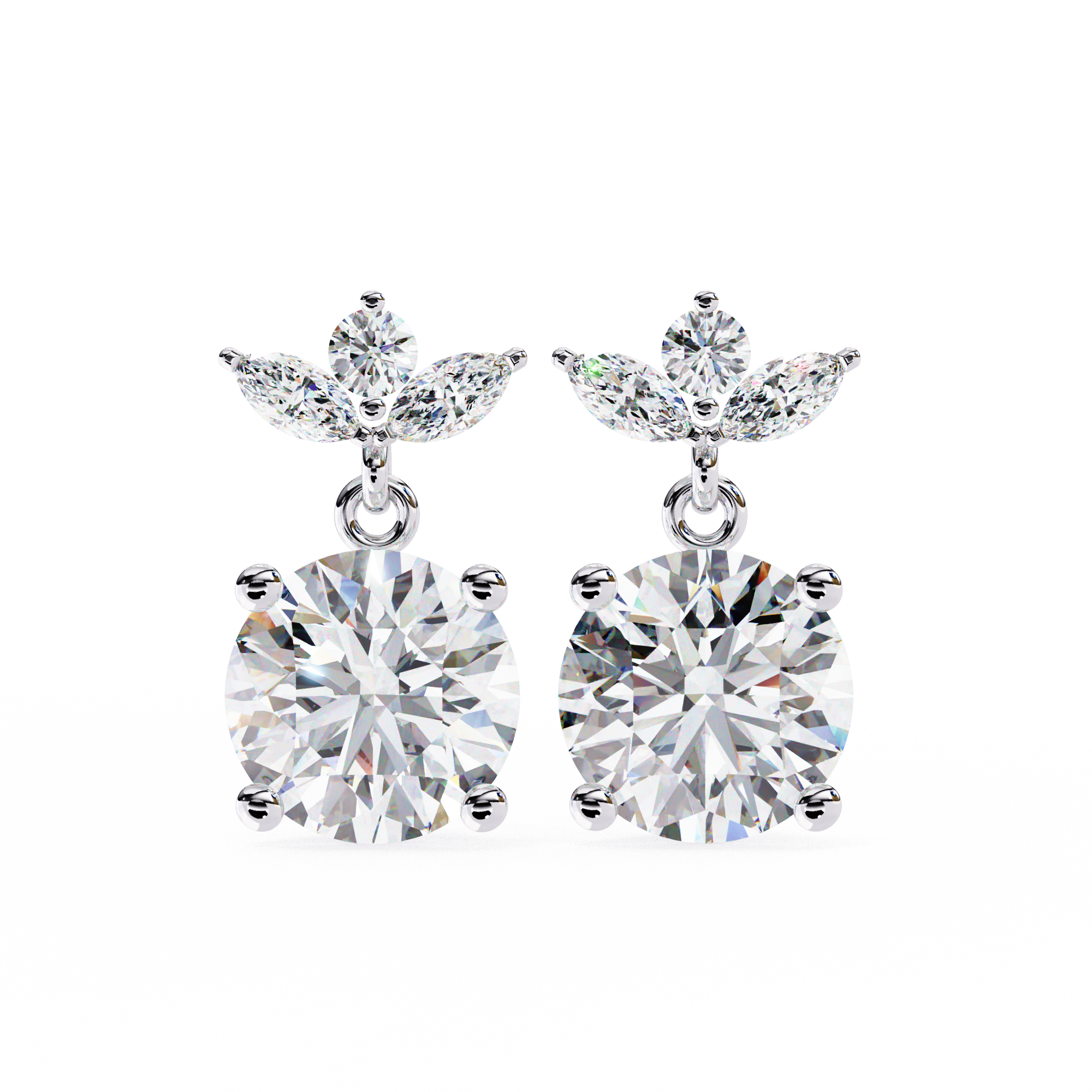 2.02ct Lab Grown Diamond Floral Drop Earrings