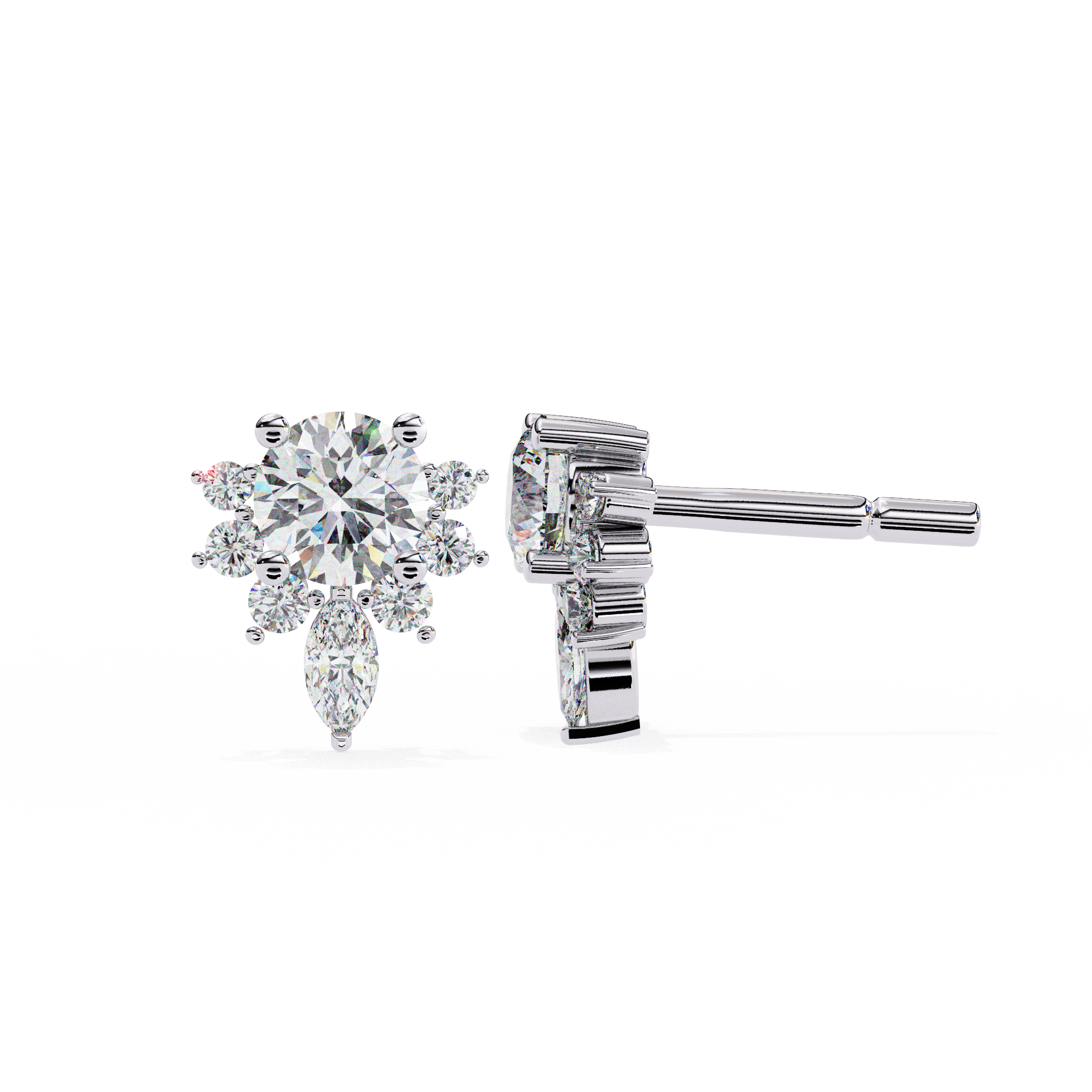 0.75ct Lab Grown Diamond Flower Drop Earrings