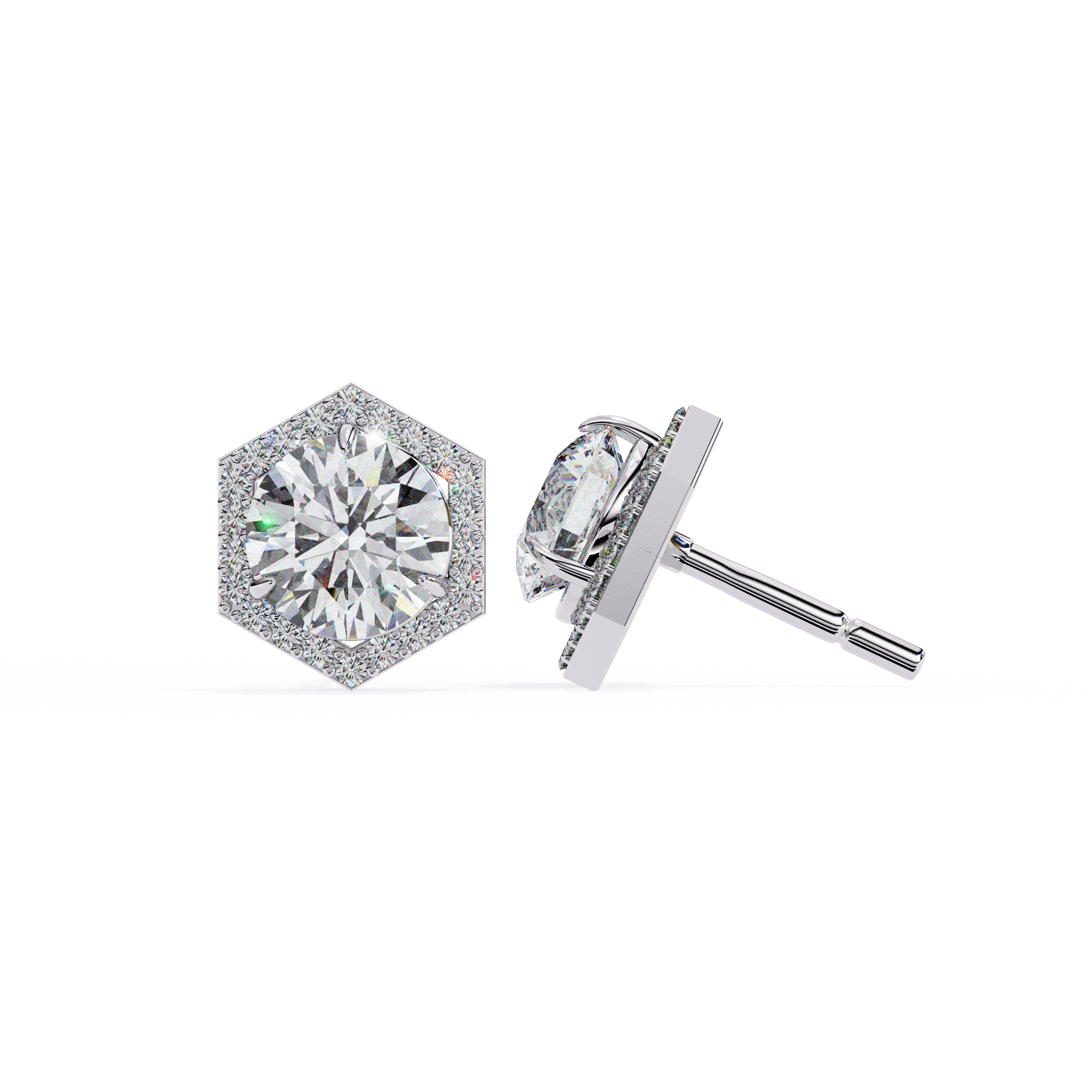 2.26ct Lab Grown Diamond Hexagon Studs