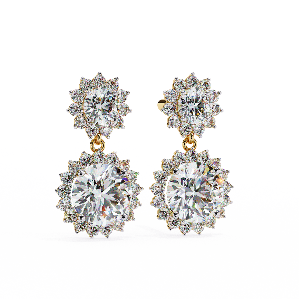1.51ct Lab Grown Diamond Sun Flower Drop Earrings