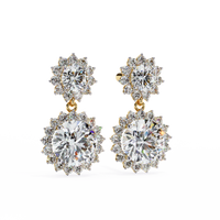 1.51ct Lab Grown Diamond Sun Flower Drop Earrings