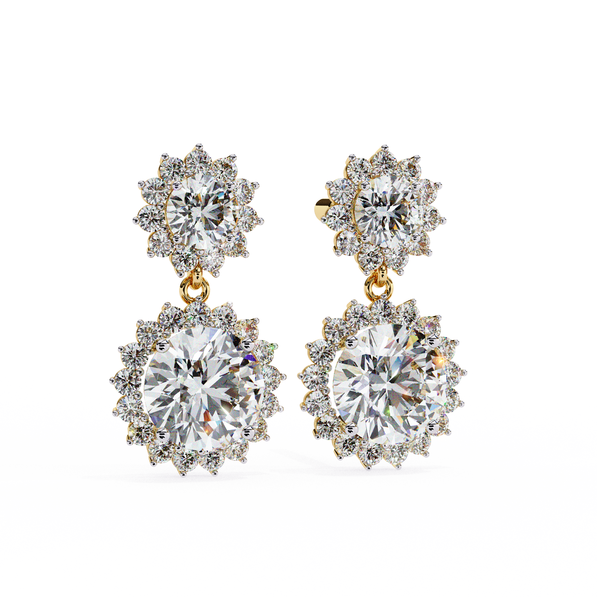 1.51ct Lab Grown Diamond Sun Flower Drop Earrings