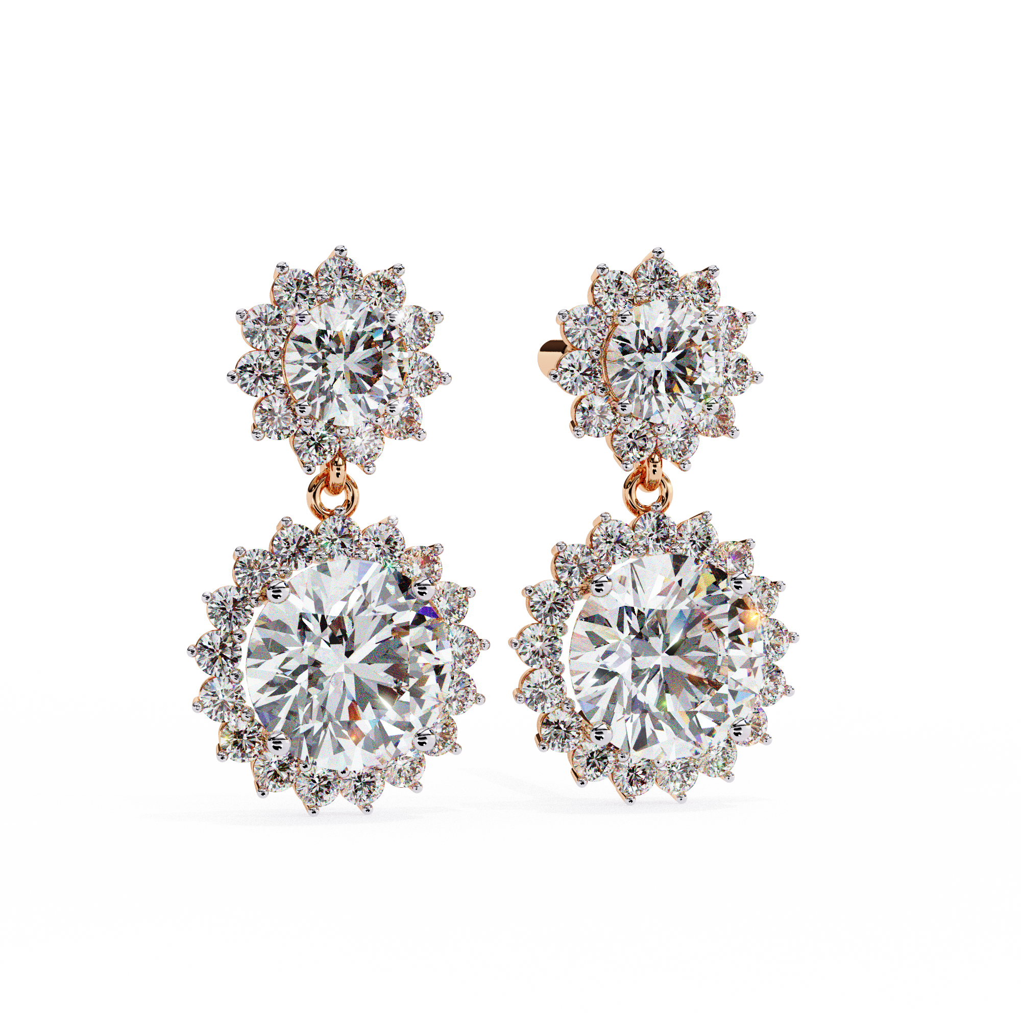 1.51ct Lab Grown Diamond Sun Flower Drop Earrings
