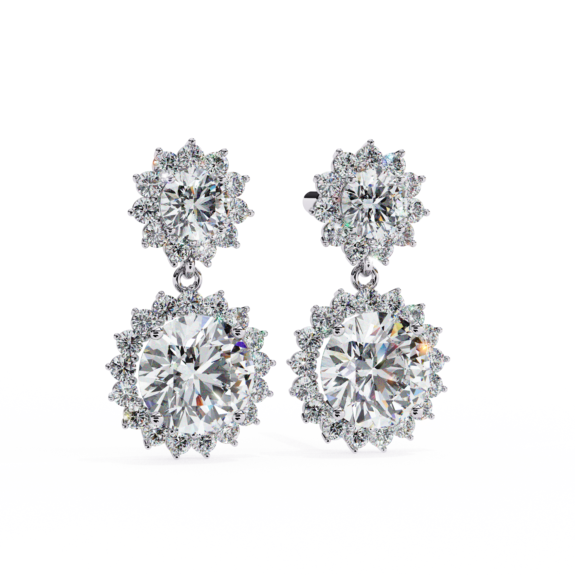 1.51ct Lab Grown Diamond Sun Flower Drop Earrings