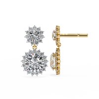 1.51ct Lab Grown Diamond Sun Flower Drop Earrings