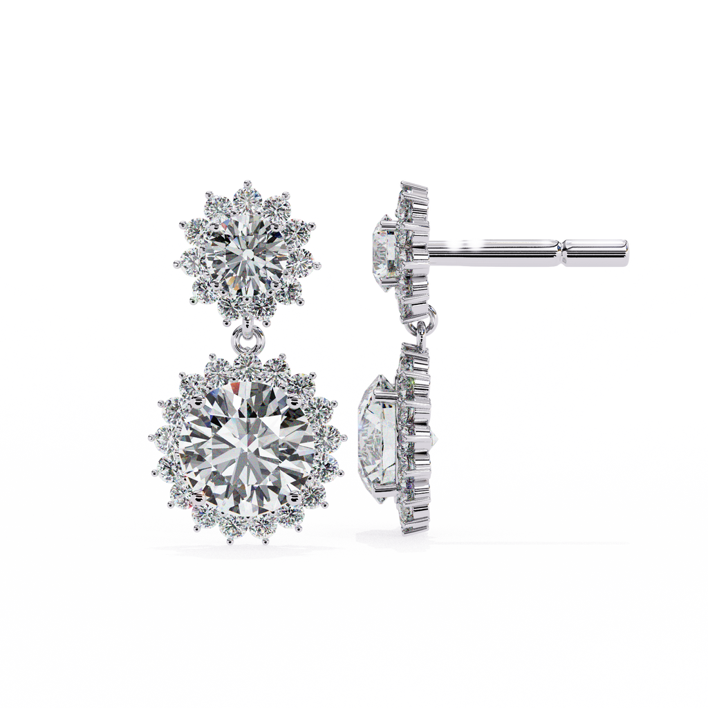 1.51ct Lab Grown Diamond Sun Flower Drop Earrings