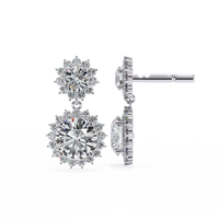 1.51ct Lab Grown Diamond Sun Flower Drop Earrings