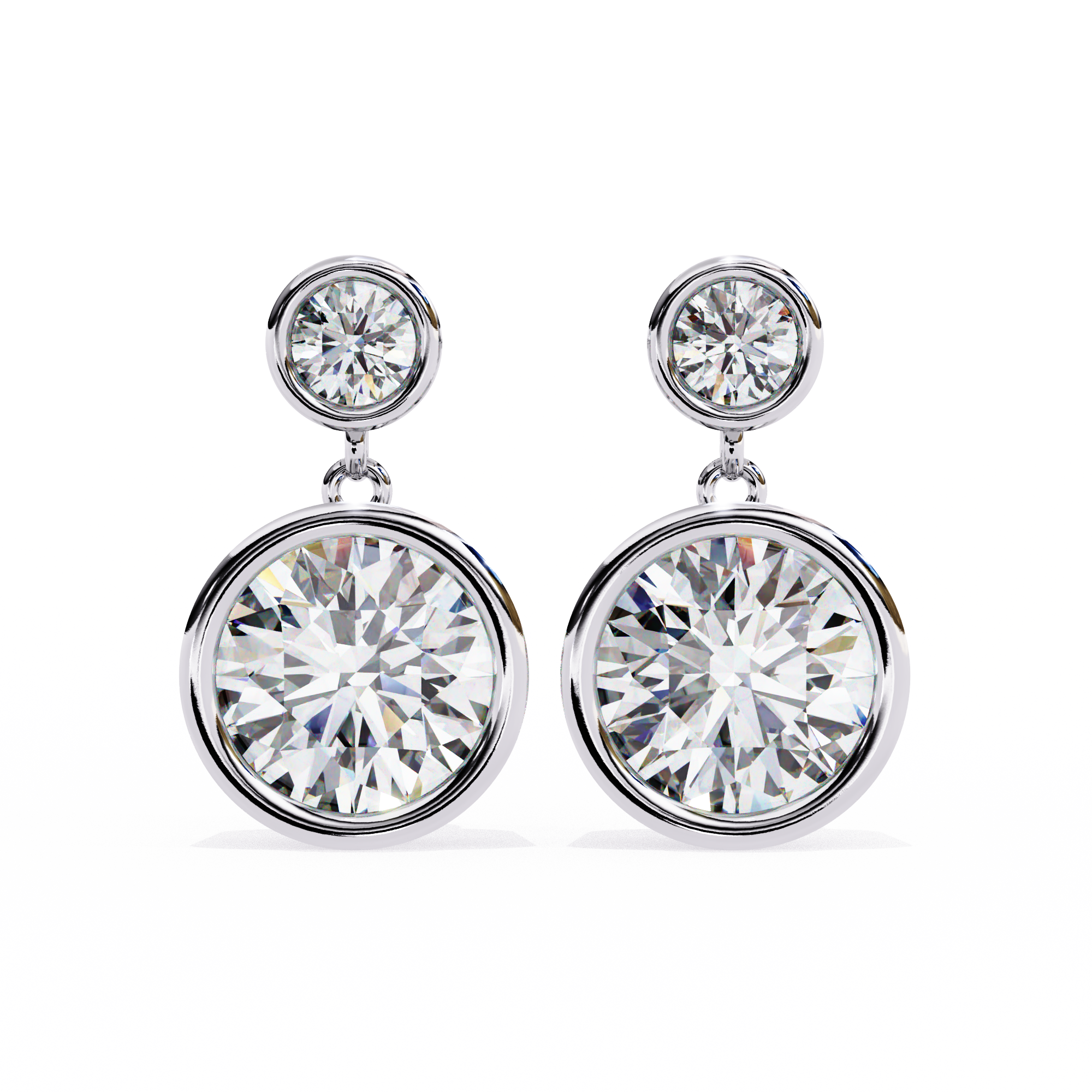 1.84ct Lab Grown Diamond Bezel Set Drop Earrings