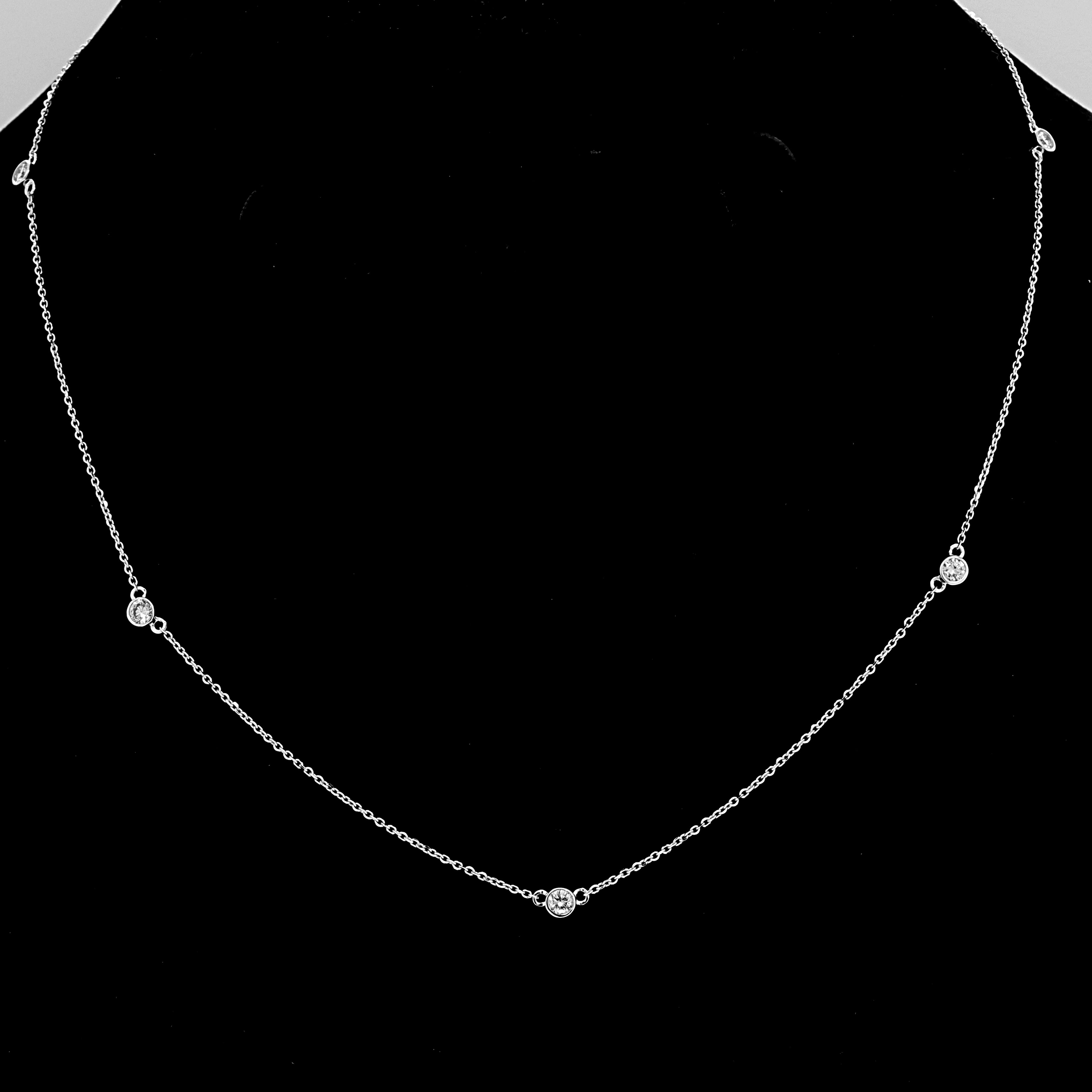 Diamond Bezel Station Necklace 14k Gold  ( 2 Necklace 16" and 18")