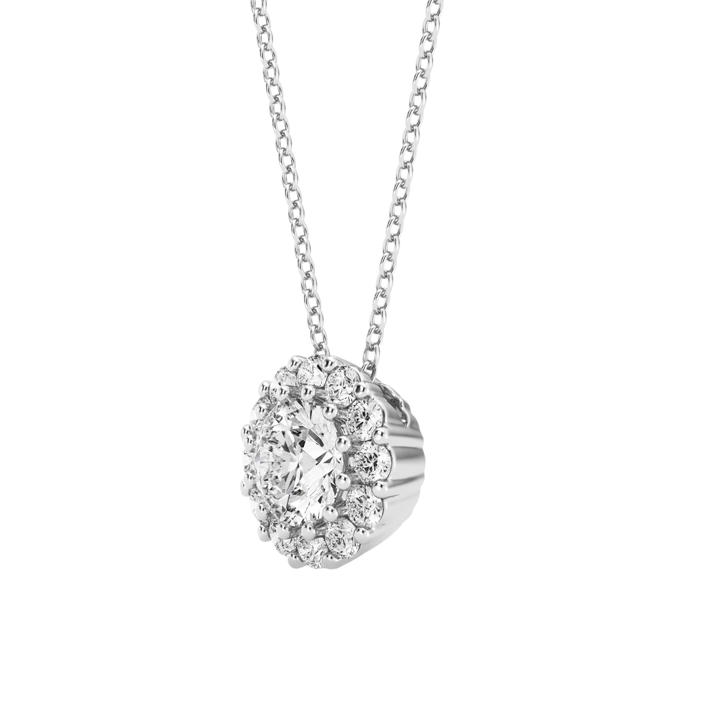 0.75ct Lab Grown Diamond Round Halo Pendant