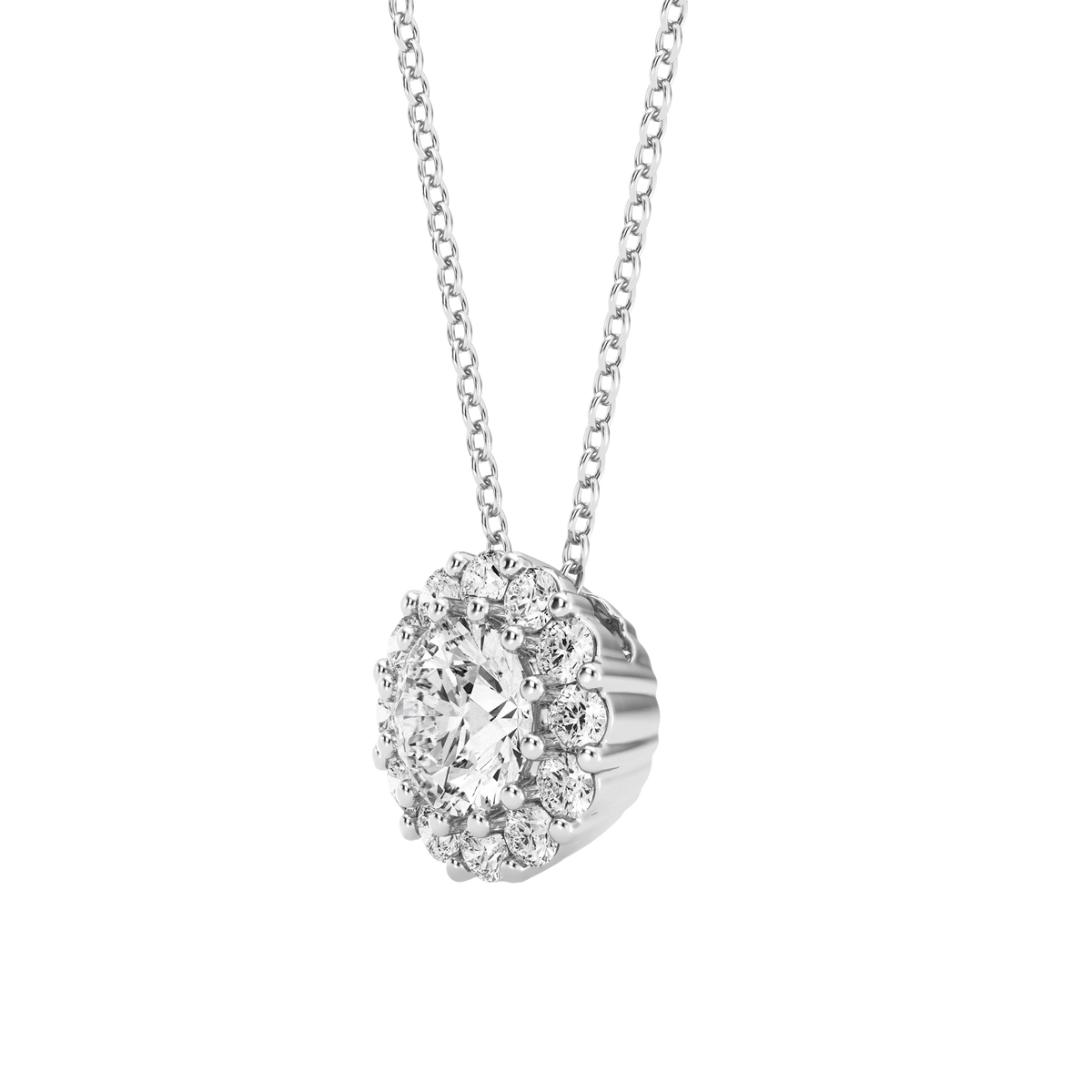 0.75ct Lab Grown Diamond Round Halo Pendant