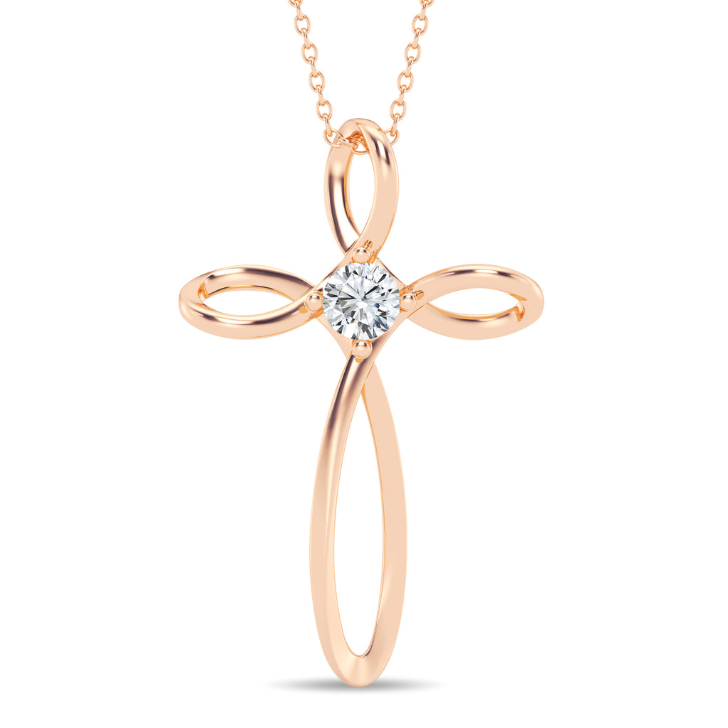 Colgante en forma de cruz con diamantes cultivados en laboratorio de 0,25 ct