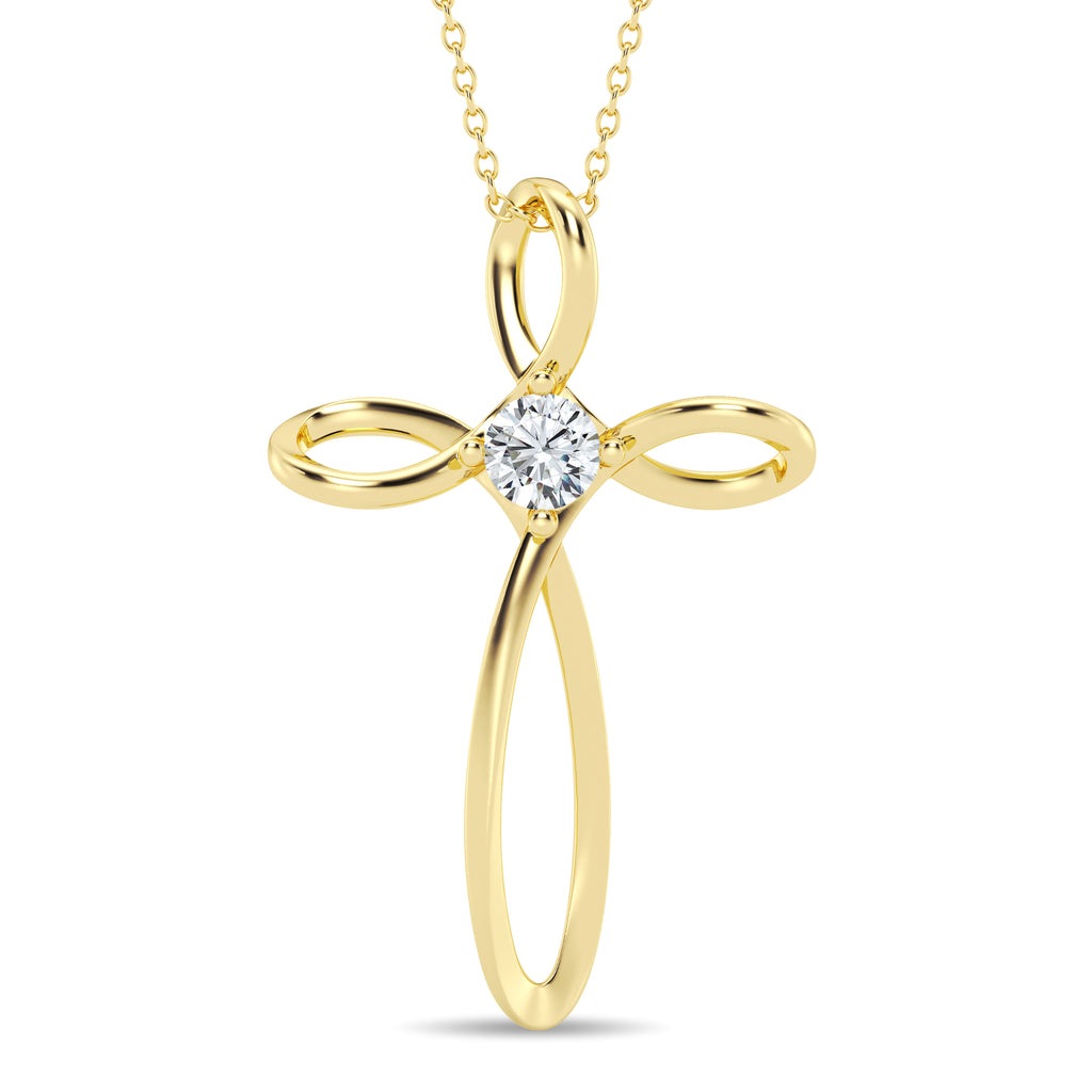 Colgante en forma de cruz con diamantes cultivados en laboratorio de 0,25 ct