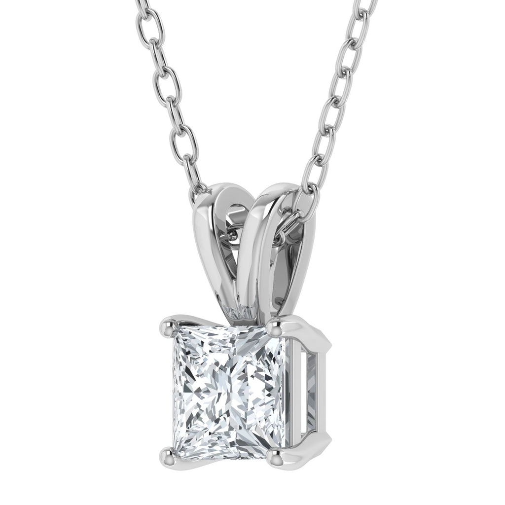 Colgante solitario de princesa con diamantes cultivados en laboratorio (0,50 ct - 3,00 ct)