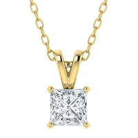 Colgante solitario de princesa con diamantes cultivados en laboratorio (0,50 ct - 3,00 ct)