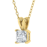 Colgante solitario de princesa con diamantes cultivados en laboratorio (0,50 ct - 3,00 ct)