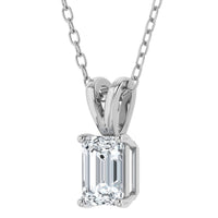 Colgante solitario de esmeralda y diamante cultivado en laboratorio (0,50 ct - 3,00 ct)