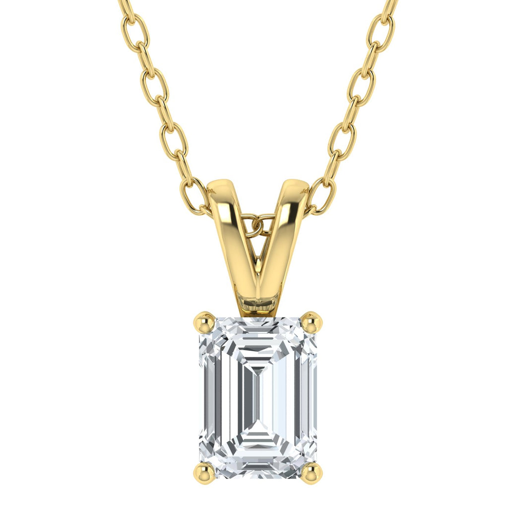 Colgante solitario de esmeralda y diamante cultivado en laboratorio (0,50 ct - 3,00 ct)