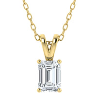 Colgante solitario de esmeralda y diamante cultivado en laboratorio (0,50 ct - 3,00 ct)