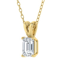 Colgante solitario de esmeralda y diamante cultivado en laboratorio (0,50 ct - 3,00 ct)