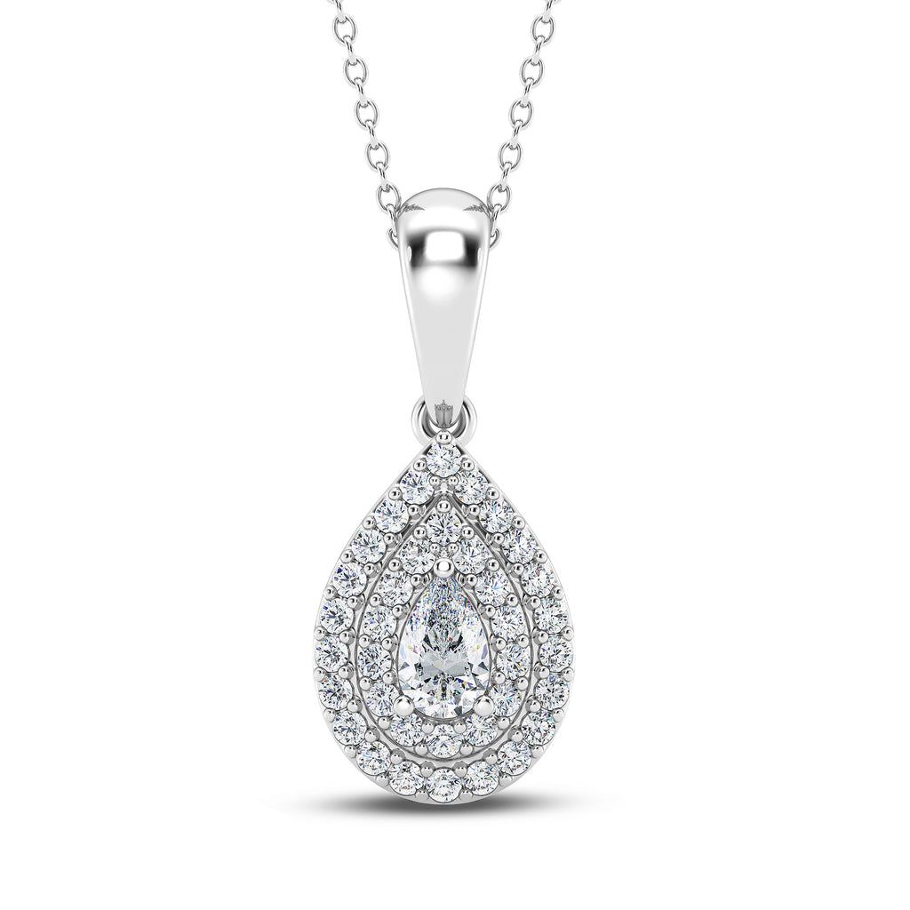 0.50ct Lab Grown Diamond Halo Pear Pendant