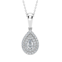Colgante de pera con halo y diamante cultivado de 0,50 ct